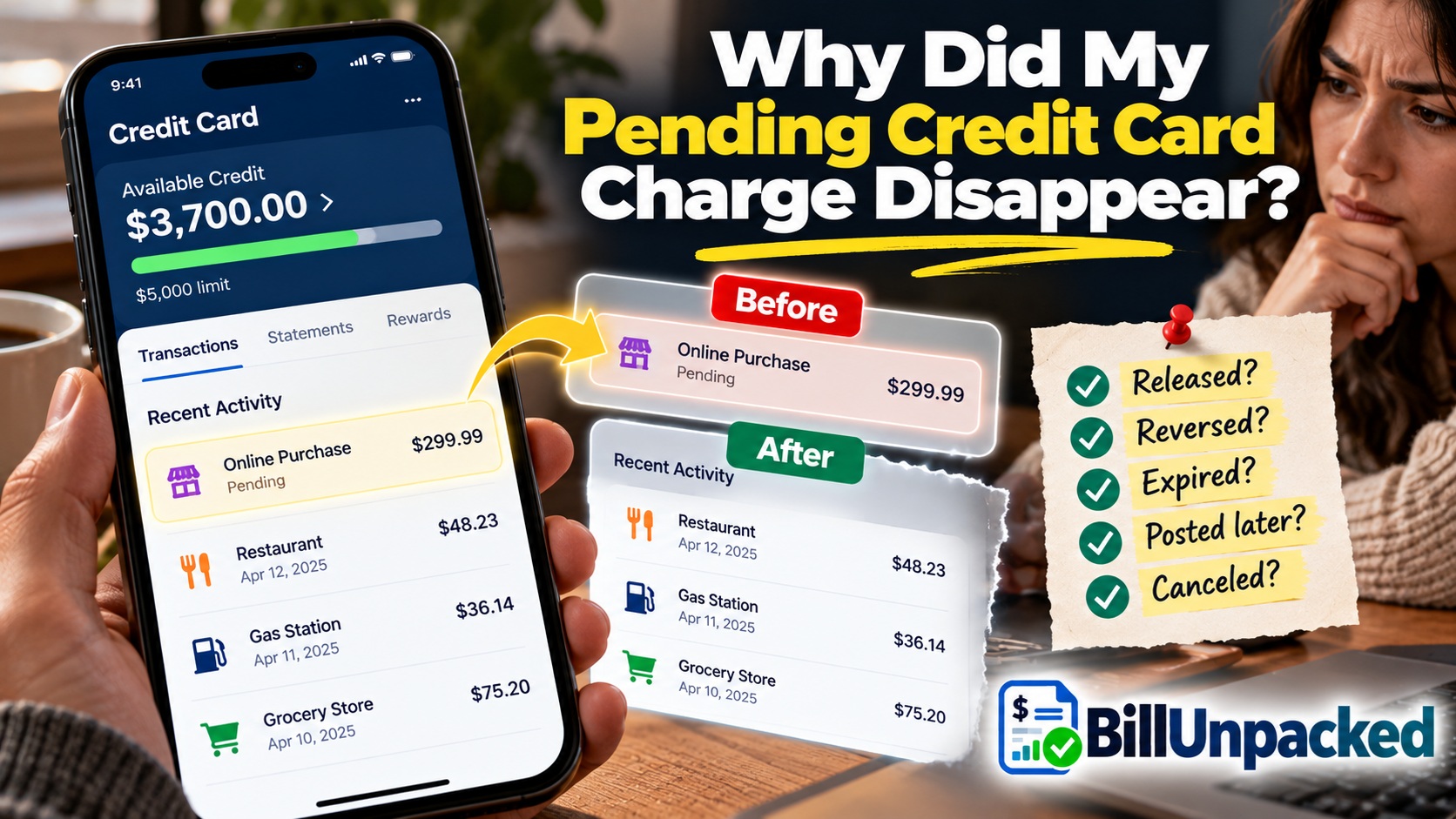 Pending Credit Card Charge Disappeared? What It Means